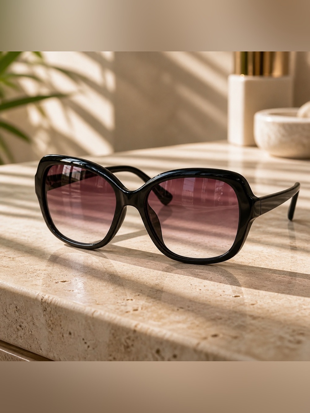 NWT Oscar De La Renta Women’s Black Square Full Rim Sunglasses Smoke Lenses